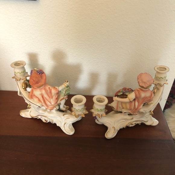 Hollywood Regency 1950s Japan Rococo Figural Candle Holders for Tapers - Picture 4 of 9